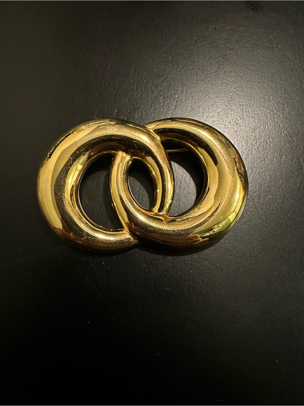 Napier Polished Gold Interlocking Circle Brooch